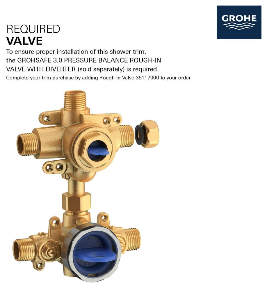 Grohe 29 423 Timeless Two Function Pressure Balanced Valve Trim - Brushed Cool