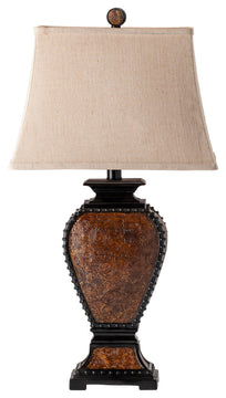 Tooled Leather Table Lamp Resin Tooled Leather Finish, Set of 2
