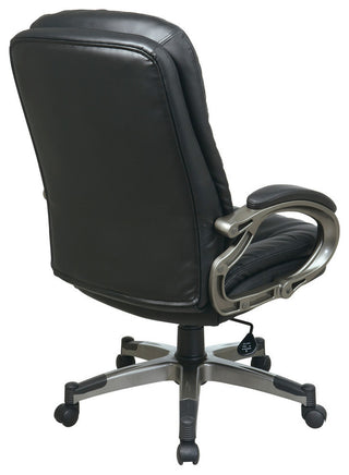 Executive Black Bonded Leather Chair with Padded Arms and Titanium Coated Frame