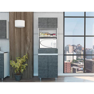 TUHOME Caribe Microwave Cabinet Engineered Wood Pantries in  Multi-color