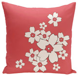 Polyester Pillow, Floral, Coral, 18"x18"