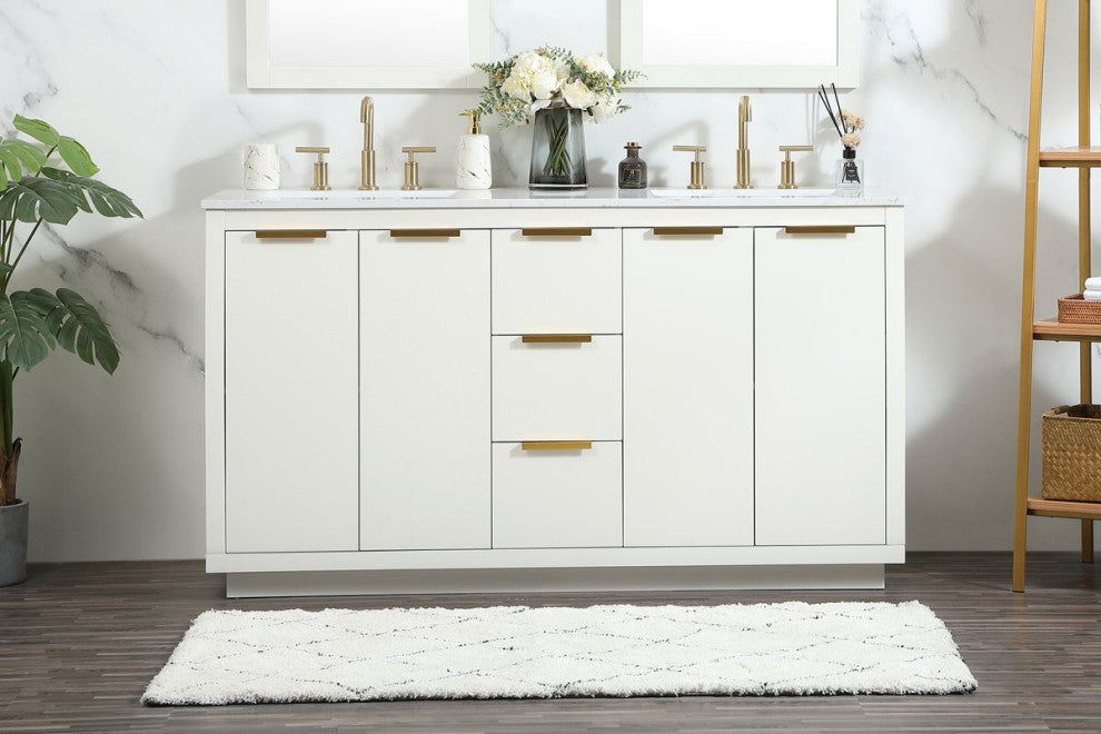 Bethany 60" Double Bathroom Vanity, White
