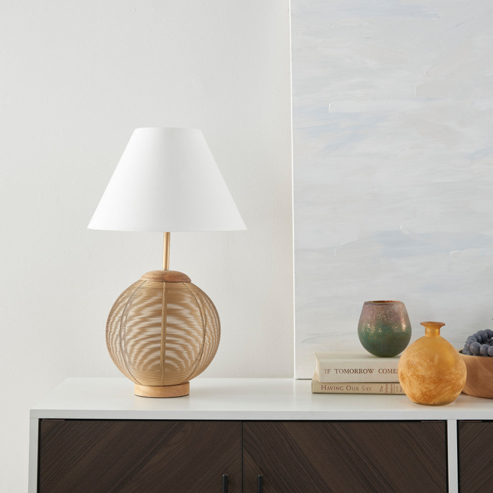 Nourison BST02 Table Lamp, Gold, 12" x12" x 21"