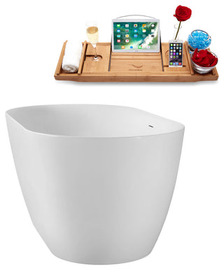 51" Streamline G-38-187-BNK Freestanding Bathtub, Tray, Drain, Brushed Nickel