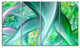 Green Fractal Exotic Plant Stems, Abstract Wall Art Canvas, 48"x28", 4 Panels