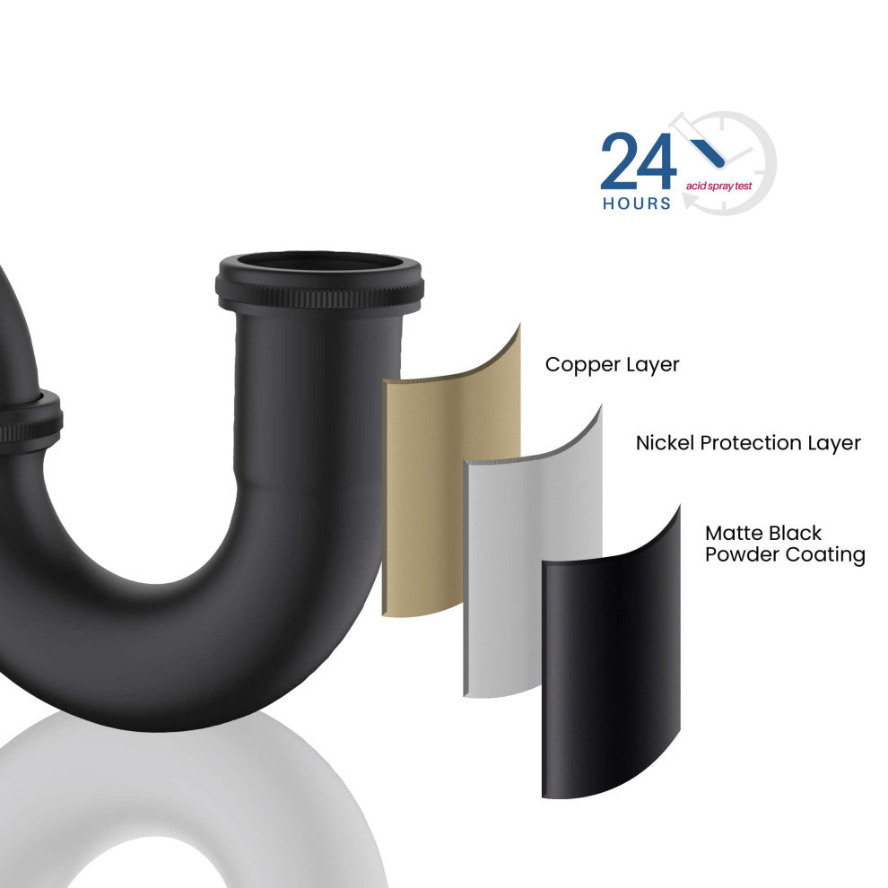 Kibi 1-1/2" P-Trap, Matte Black