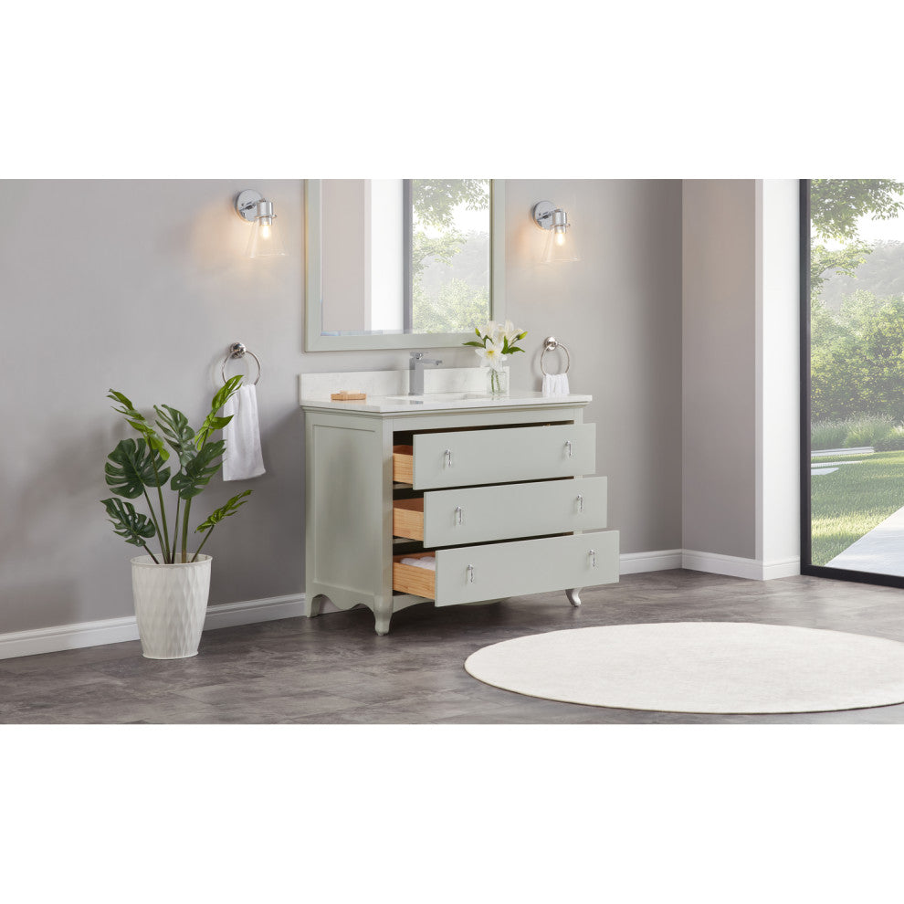 Legion Furniture WS2512 Series Bathroom Sink Vanity, Silver Strand, 42", Artificial Stone Top, Single Sink