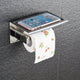 Wall Mount Toilet Paper Holder With Mobile Phone Storage Shelf, Brushed Aluminum