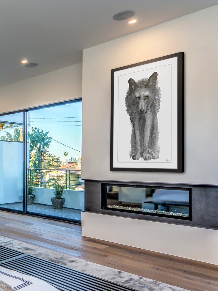 "The Grey Wolf" Framed Painting Print, 12"x18"