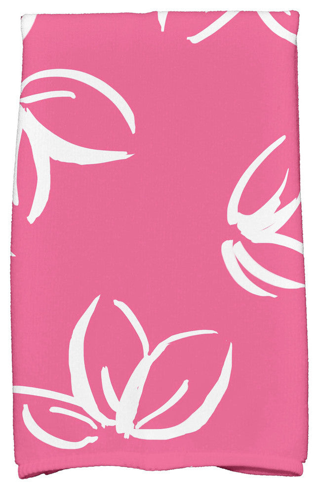 18x30", Eva Floral Print Hand Towels, Pink