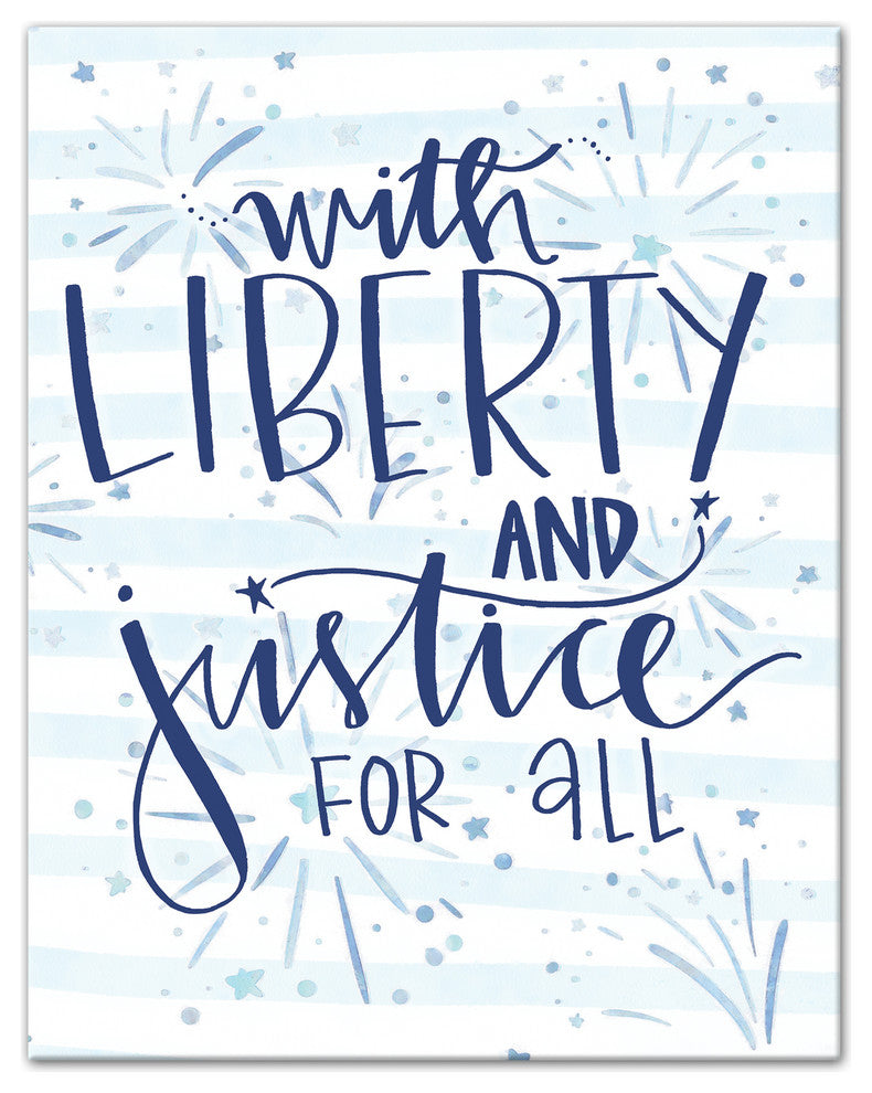 With Liberty and Justice For All 11x14 Canvas Wall Art