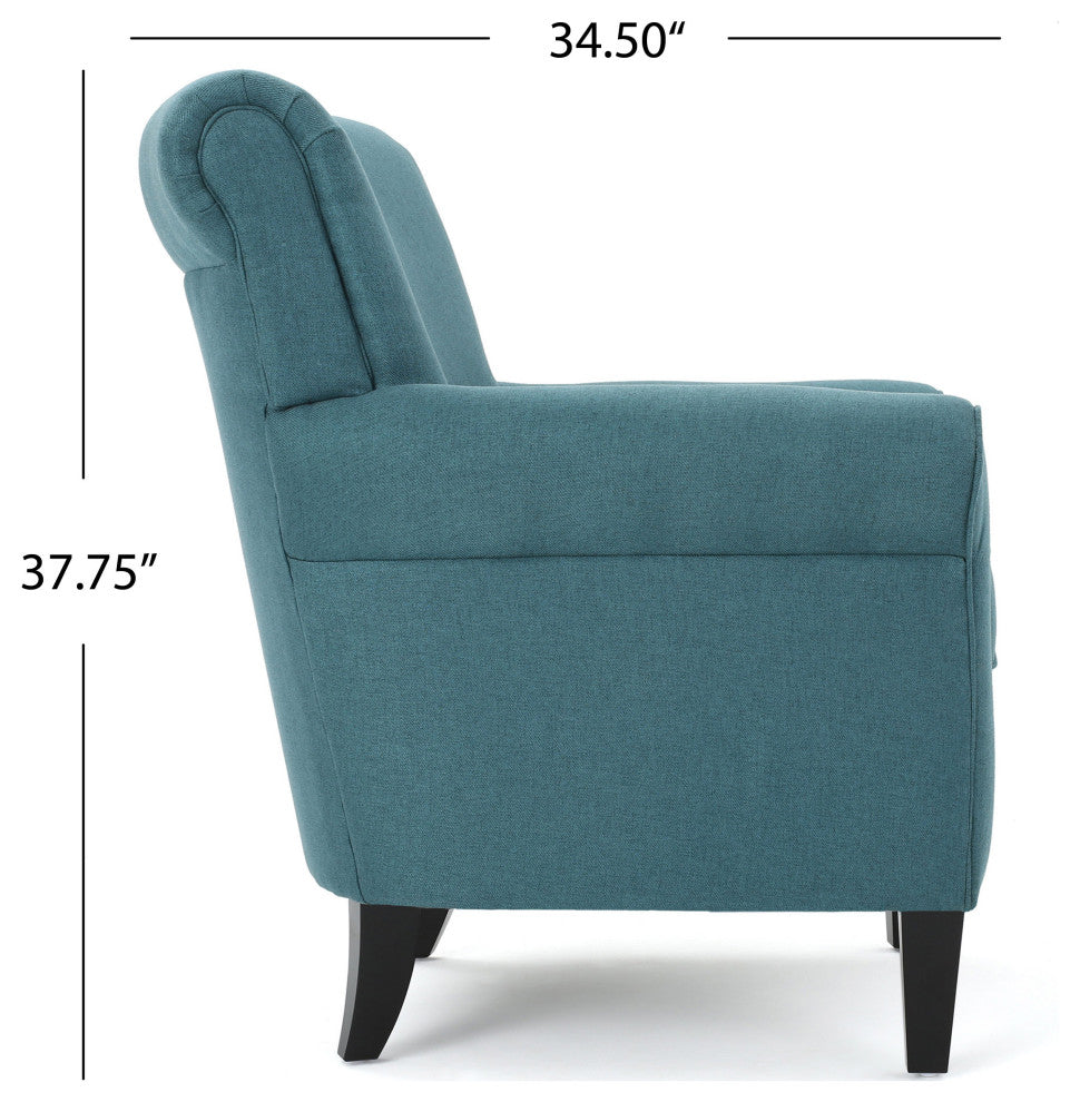 GDF Studio Manon Plush Comfortable Fabric Club Chair, Teal