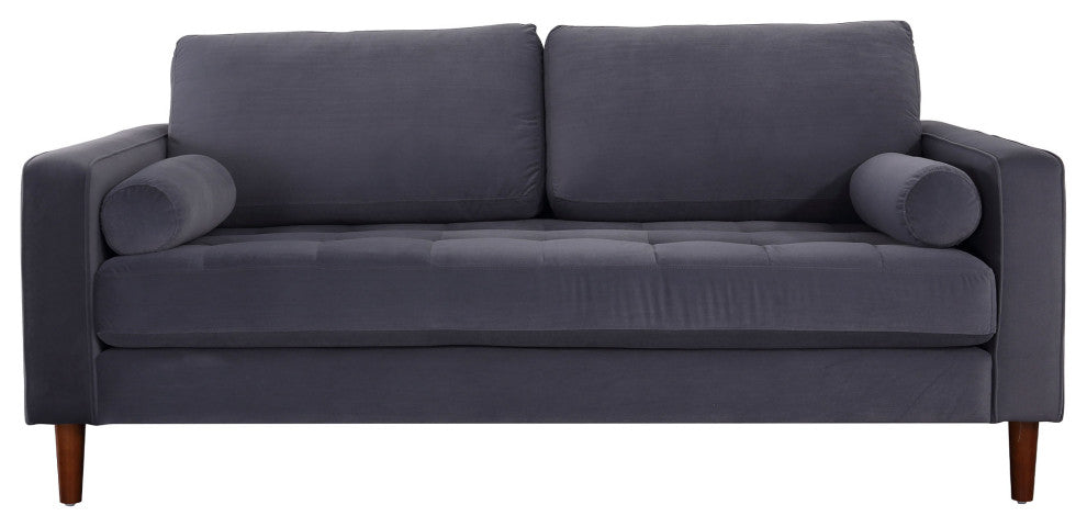 Frederick Modern Contemporary Velvet Loveseat, Gray