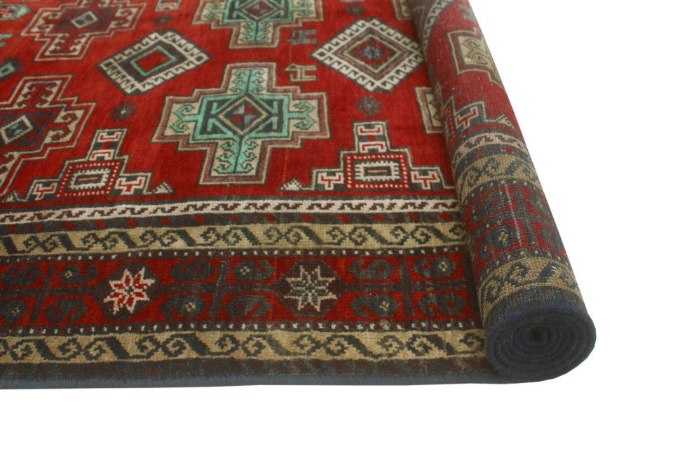 Vintage Distressed Bryant Red/Charcoal Rug, 3'8x6'7