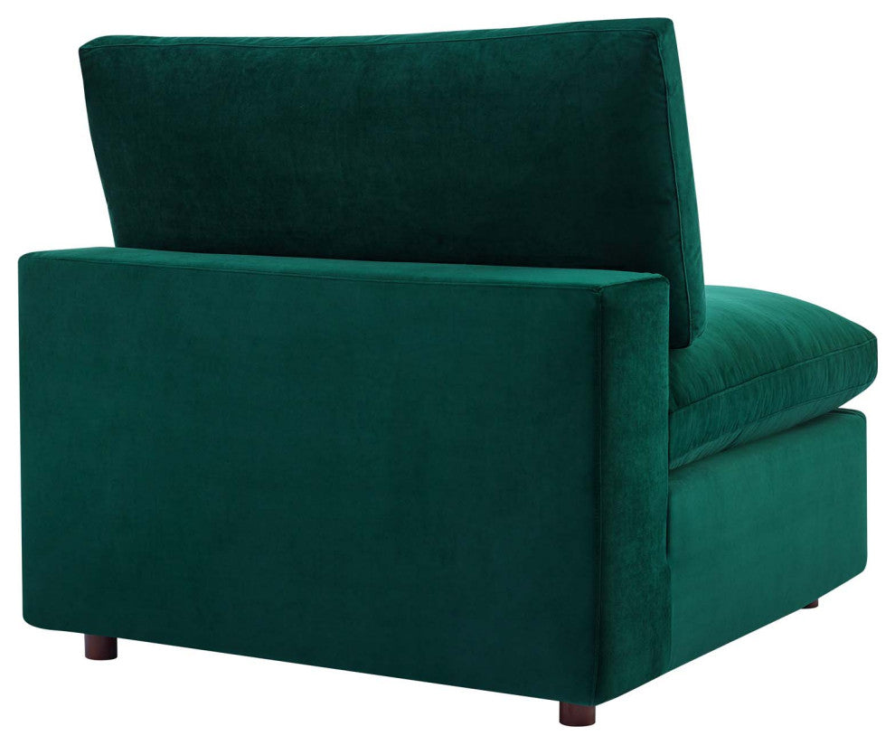 Commix Down Filled Overstuffed Performance Velvet 5-Piece Sectional, Green