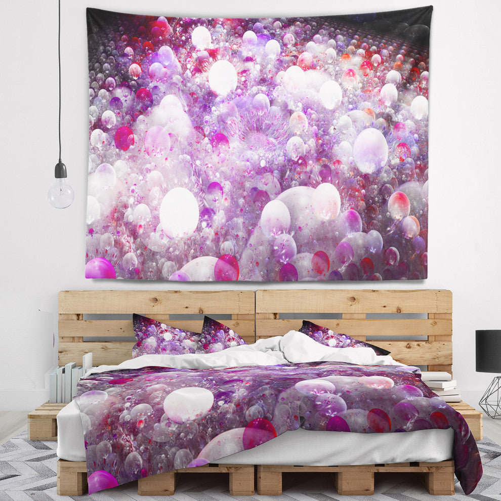 Red Fractal Molecule Pattern Abstract Wall Tapestry, 39"x32"
