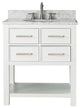 Avanity Brooks 31" Vanity With Carrera White Marble Top, White Finish