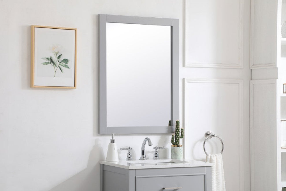 24" Contemporary Grey-Light Vanity Mirror