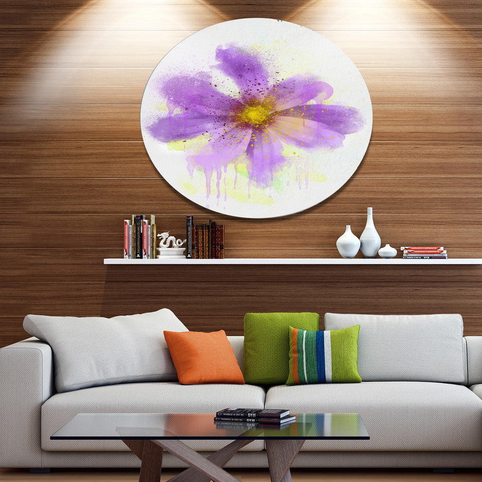 Purple Flower With Petals, Flowers Disc Metal Artwork, 36"