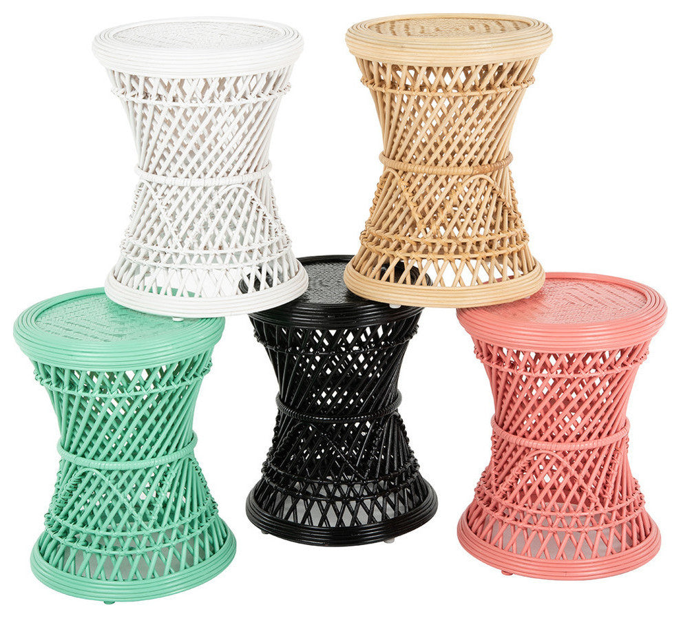 Coron Rattan Stool, Side Table/Planter Stand, Natural