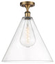 Innovations 516-1C-BB-GBC-162-LED 1 Light Semi-Flush Mount, Brushed Brass
