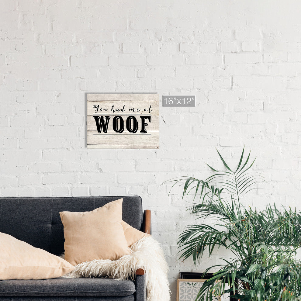 Ready2HangArt ''WOOF'' Wrapped Canvas Dog Wall Art, 12"x16"