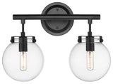 Innovations 351-2W-BK-CL Span 2 Light 15.375" Bath Vanity Light, Matte Black