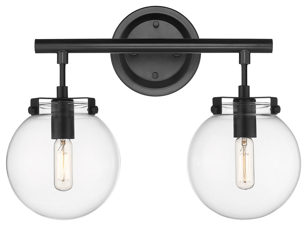 Innovations 351-2W-BK-CL Span 2 Light 15.375" Bath Vanity Light, Matte Black