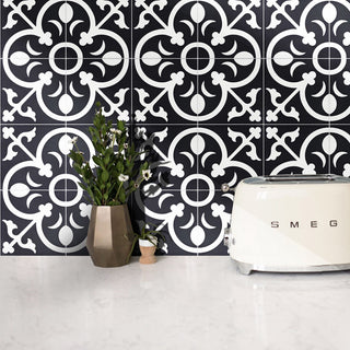 Nador Handmade Cement Tile, Black/White, Sample