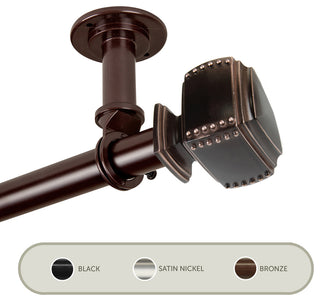 Studded Ceiling 1" Curtain Rod/Room Divider, Bronze, 48-84"