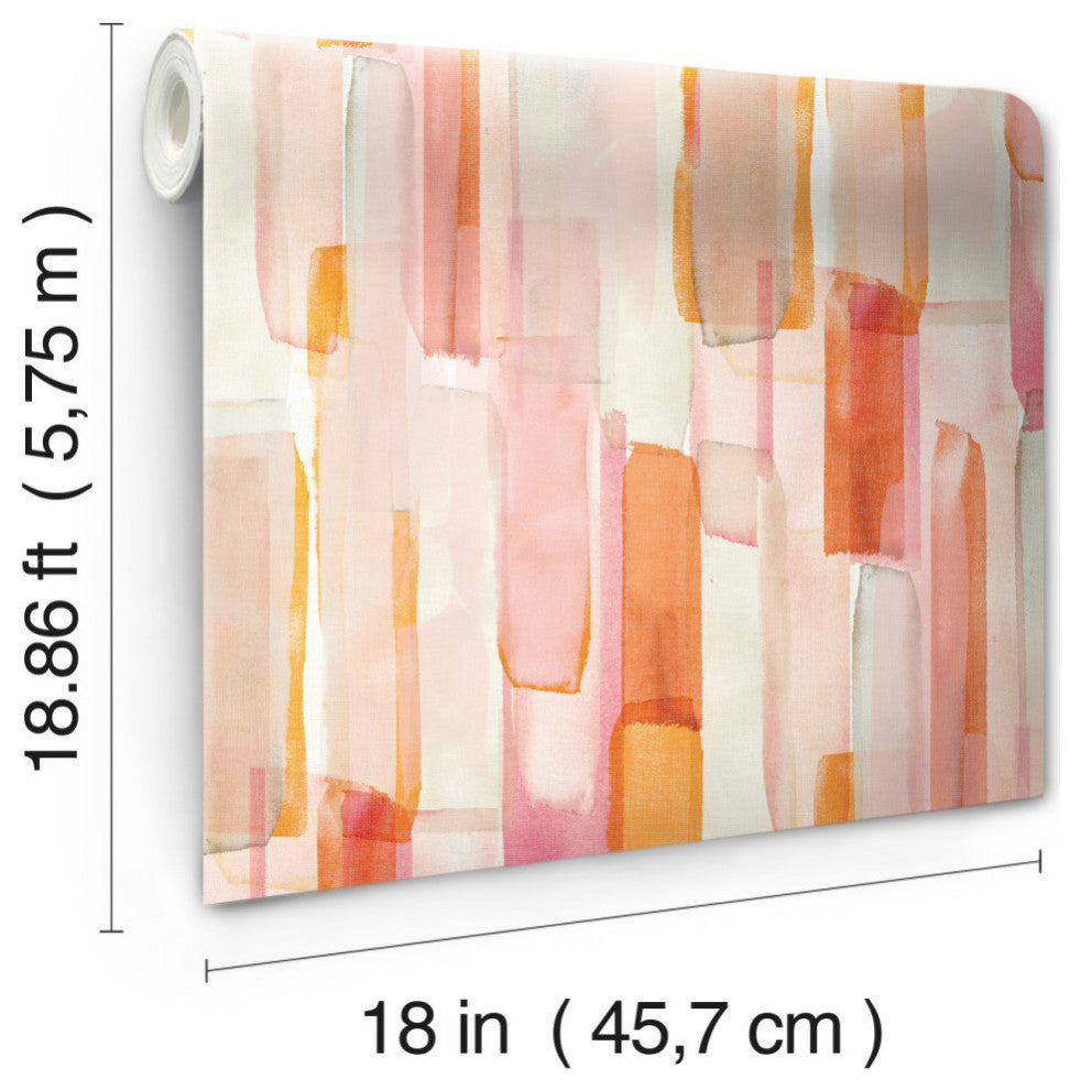 Pink Watercolor Glass Peel & Stick Wallpaper