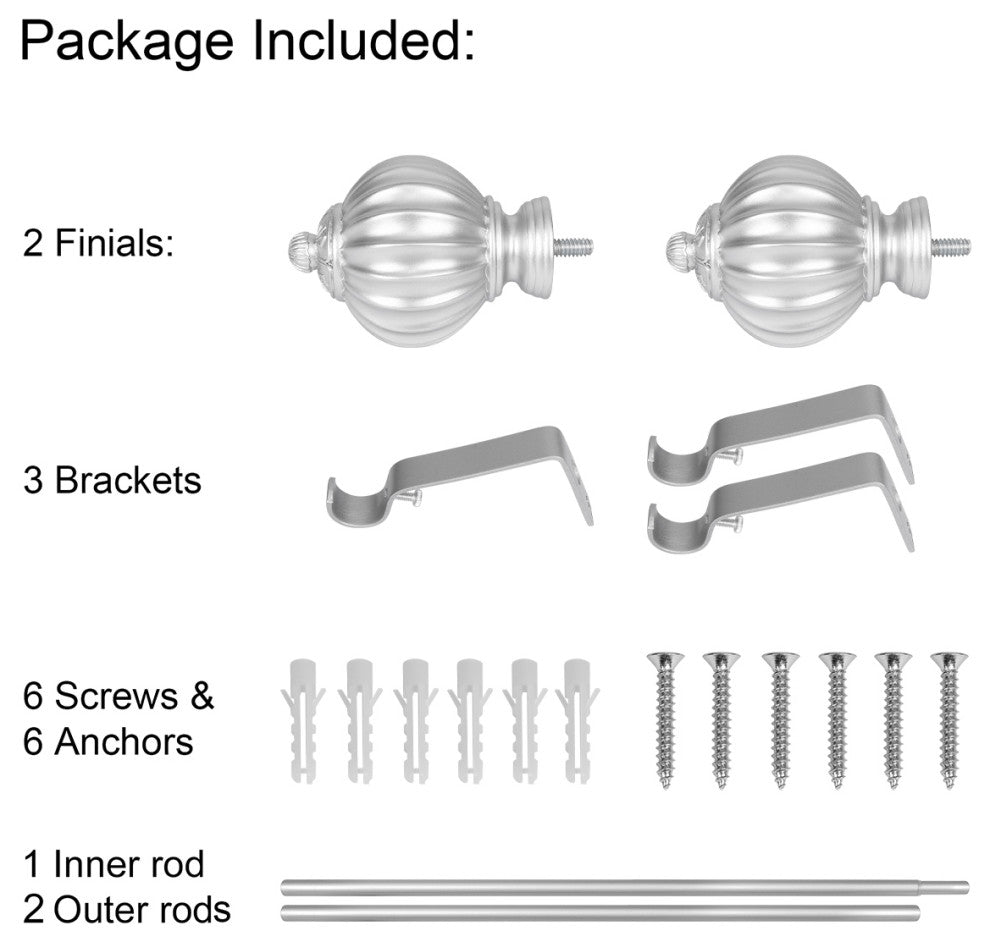 UTOPIA ALLEY 3/4 Inch Curtain Rod - Curtain Rods For Windows 86 to 120 Inch, Nickel