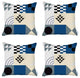 Set of 4 Blue Boho Chic Printed Pillow Covers