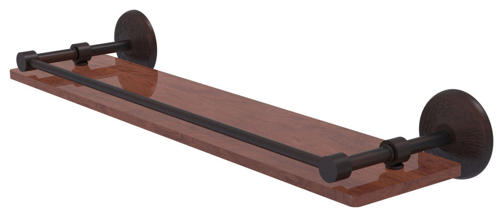 Monte Carlo 22" Solid Wood Shelf with Gallery Rail, Venetian Bronze