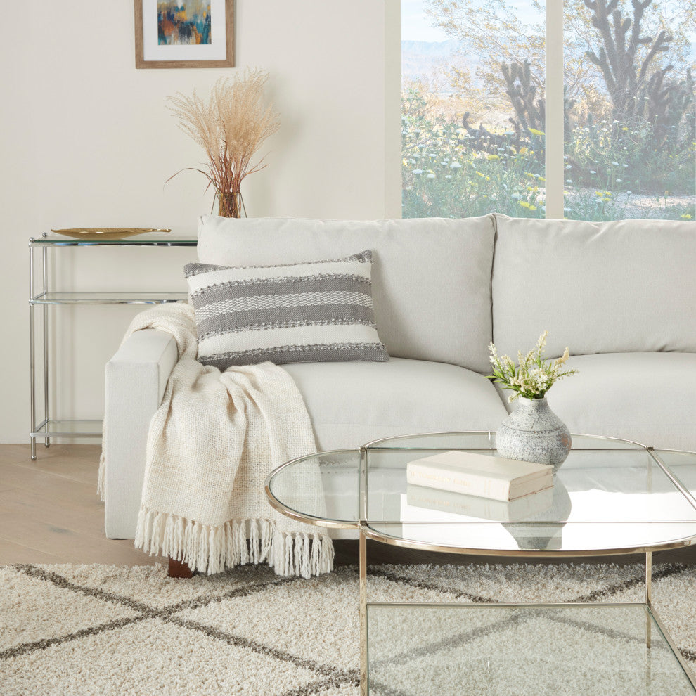 Mina Victory VJ088 Throw Pillow, Grey, 14" x 22"