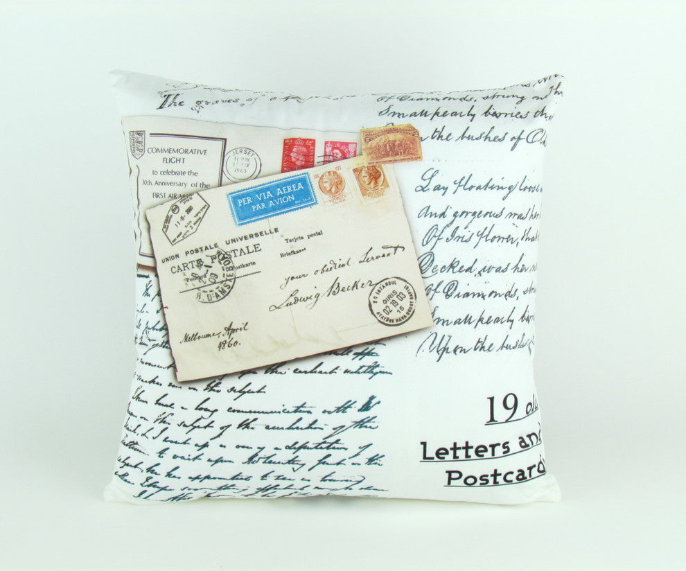 Postcards Abroad Decorative Pillow