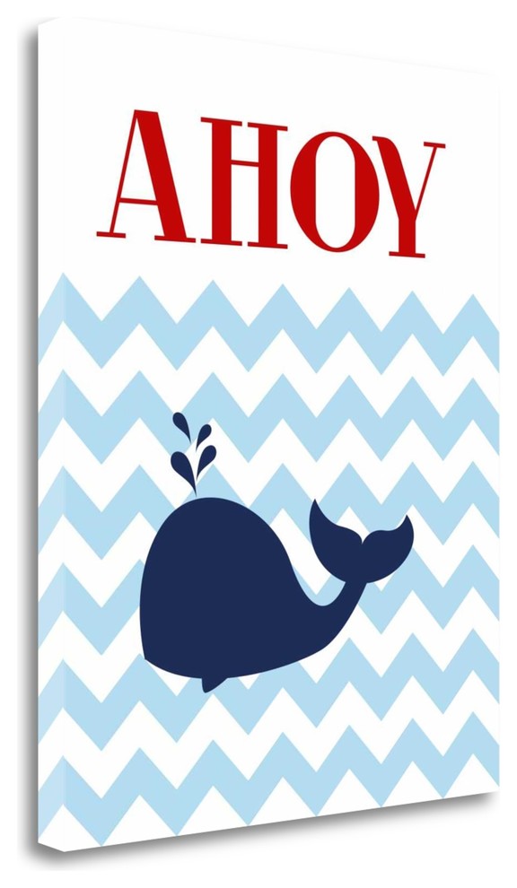"Chevron Whale II" By Tamara Robinson, Giclee Print on Gallery Wrap Canvas