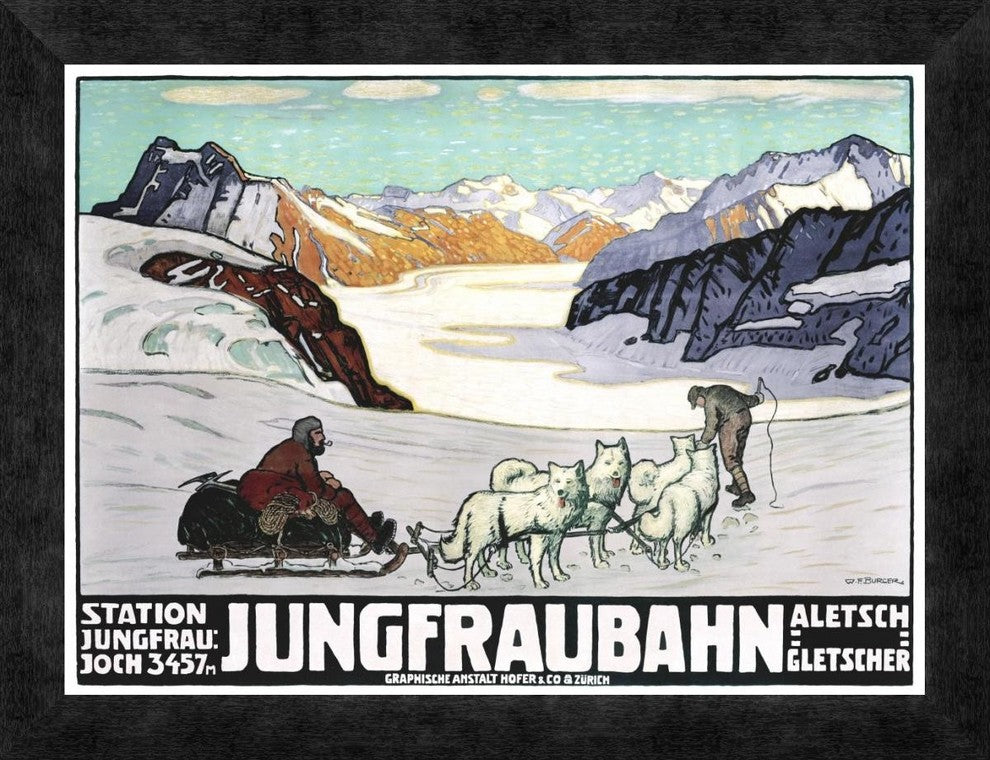 "Jungfraubahn" Framed Canvas Giclee by Wilhelm F. Burger, 18"x14"