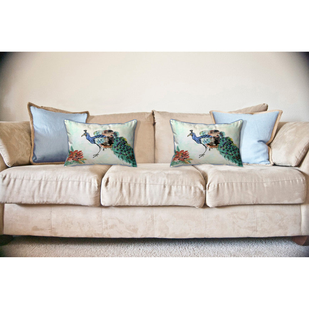 Betsy's Peacock Large Indoor/Outdoor Pillow 16x20