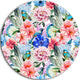 Colorful Flowers And Birds Watercolor, Flower Disc Metal Artwork, 11"