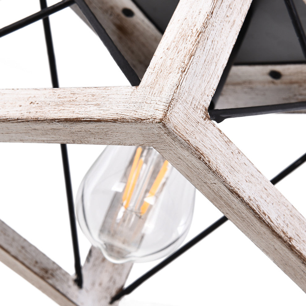 Rustic 1-Light Single Rectangle Pendant Light, White