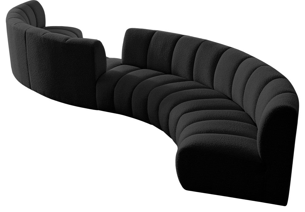 Infinity Boucle Fabric Upholstered 6-Piece S-Shaped Modular Sectional, Black