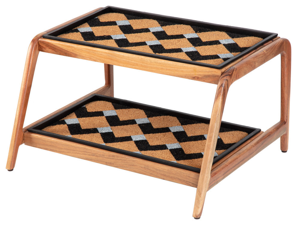 Double-Tier Natural Stand With 2-Pair Rubber Boot Trays Mt. Tam