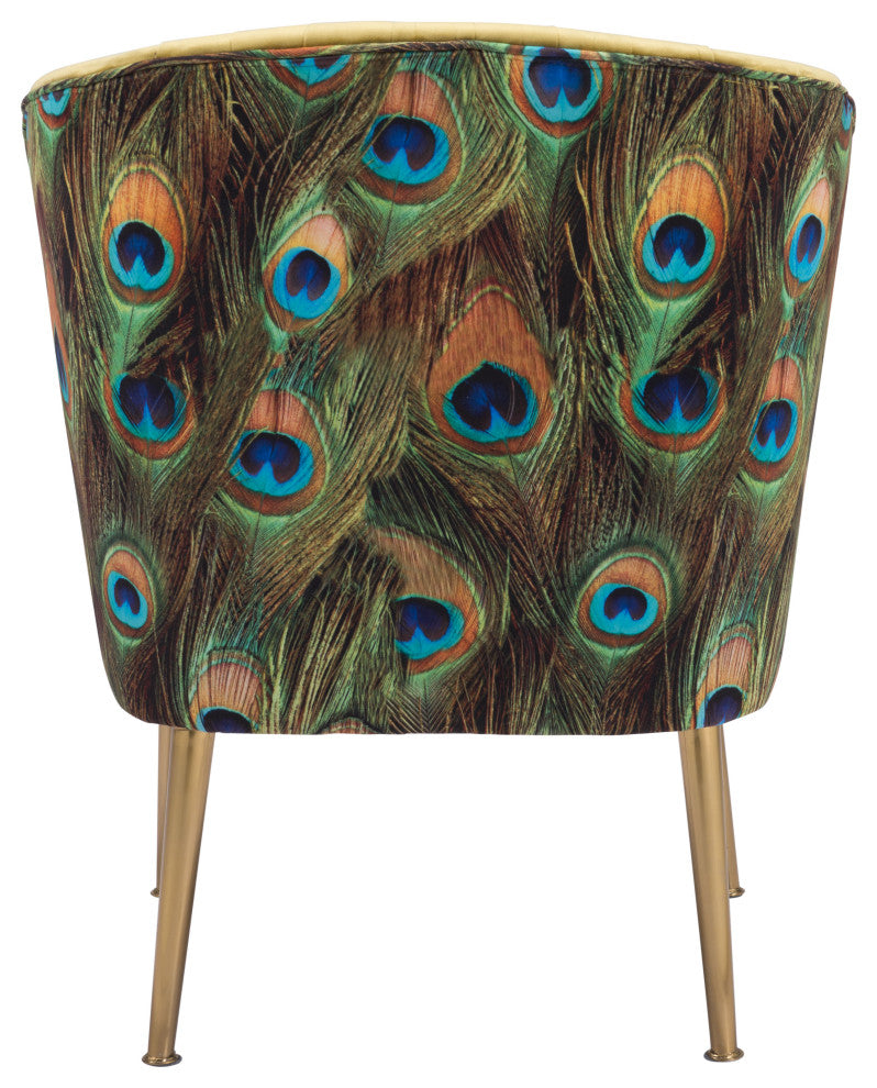 Tabitha Accent Chair Green, Gold & Peacock Print