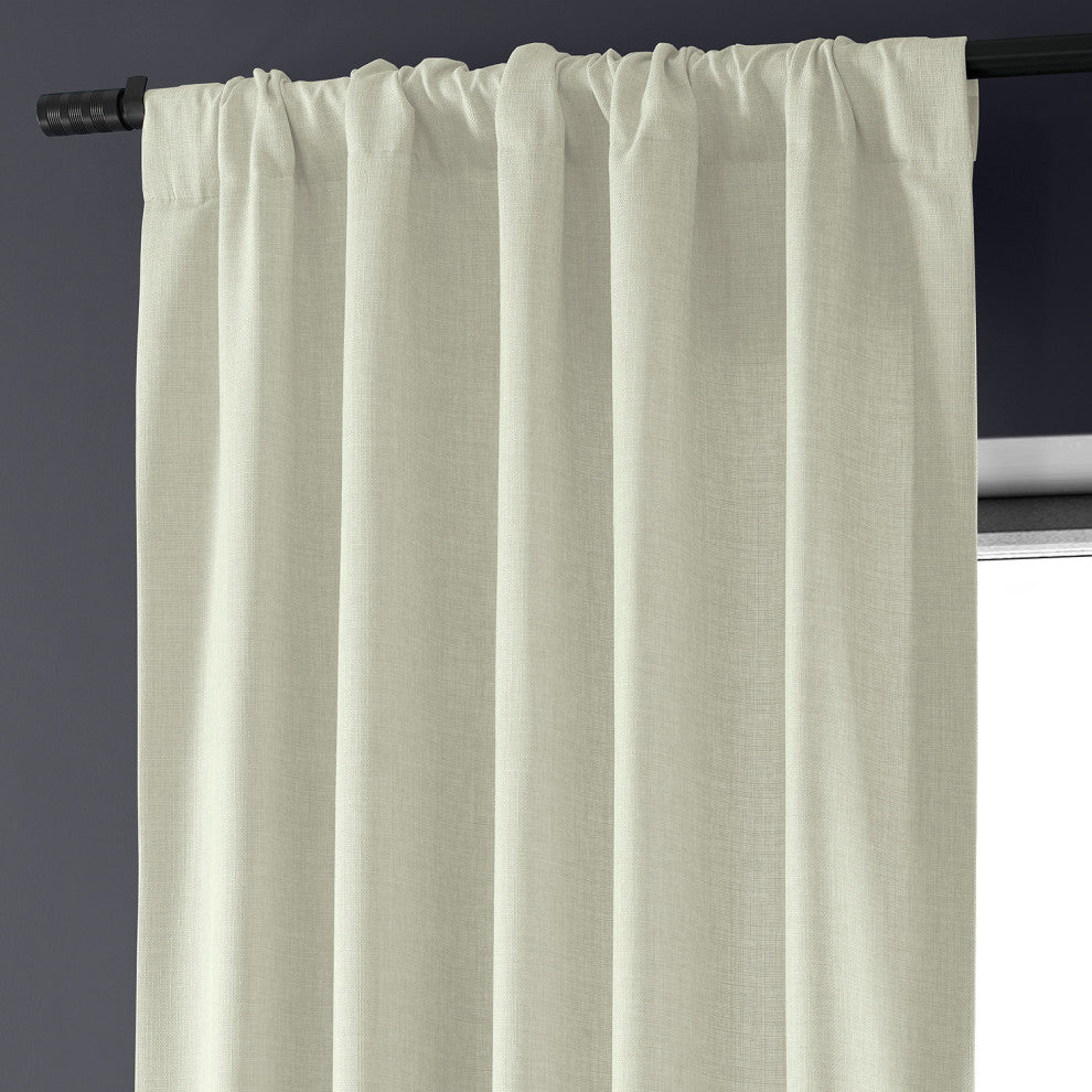 Italian Faux Linen Curtain Single Panel, Gravity Ivory, 50"x84"