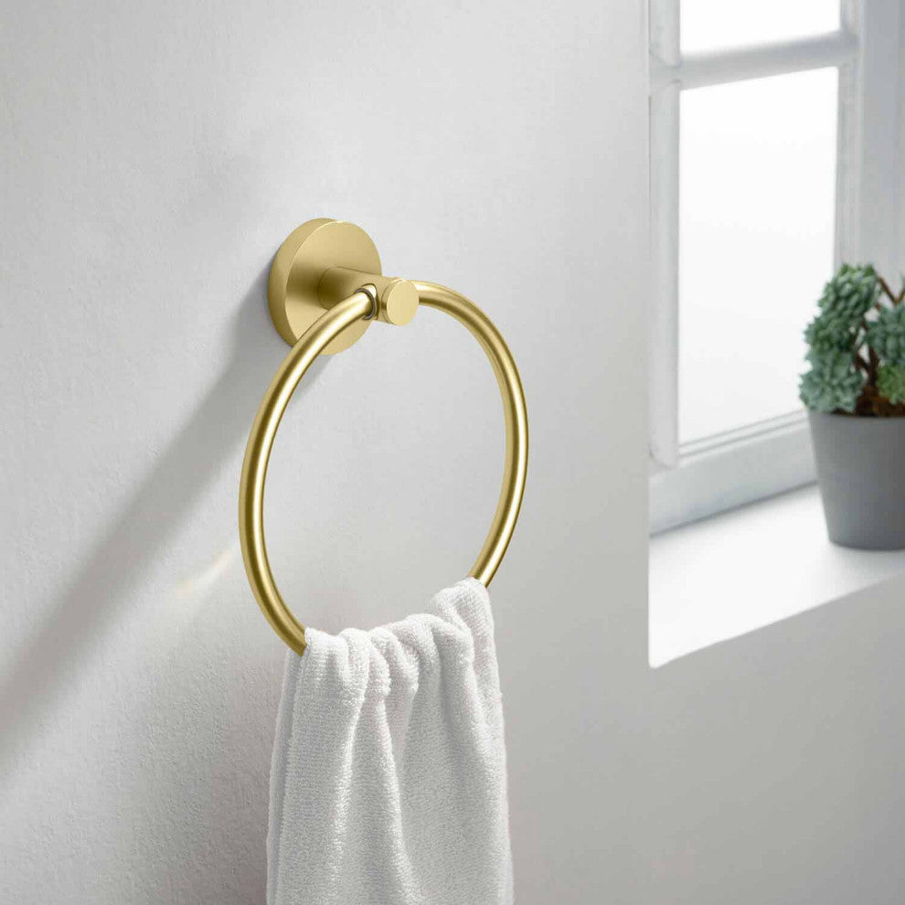 Circular Bathroom Towel Ring, Brushed Gold