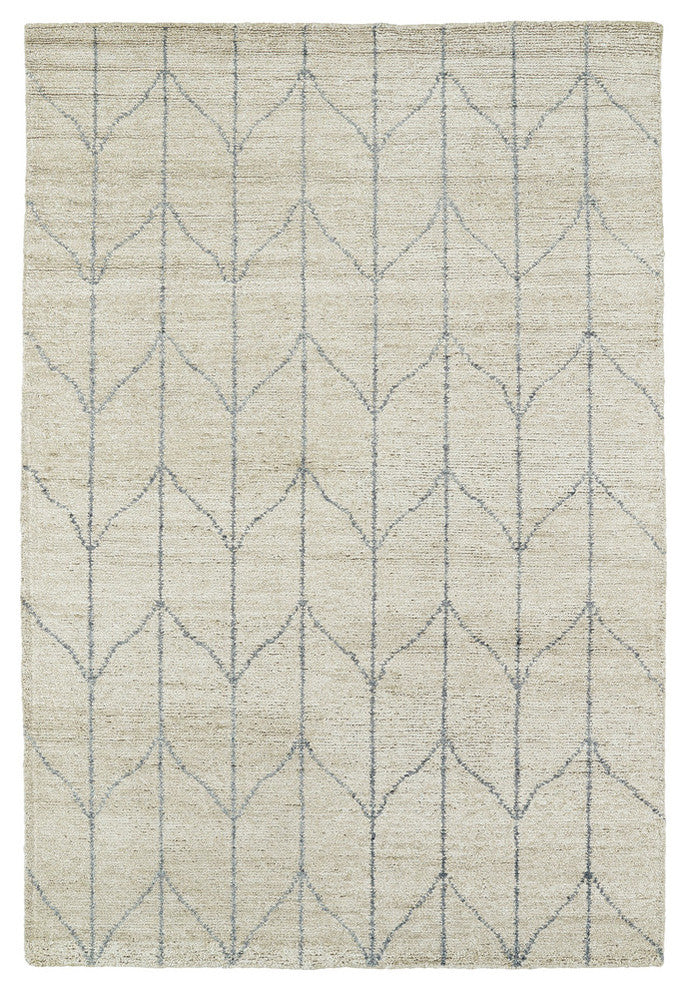 Kaleen Hand Woven Solitaire Sand Bamboo Silk Rug, 8'x11'
