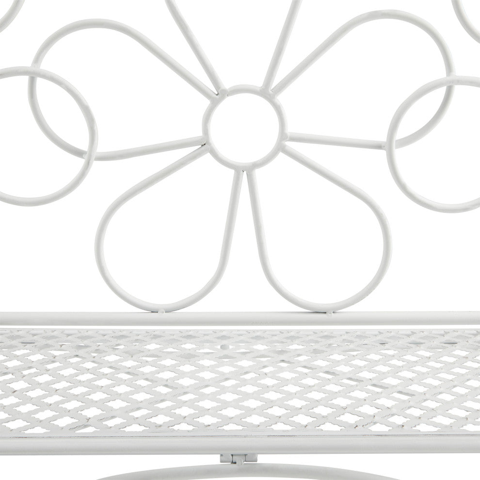White Daisy Metal Bench