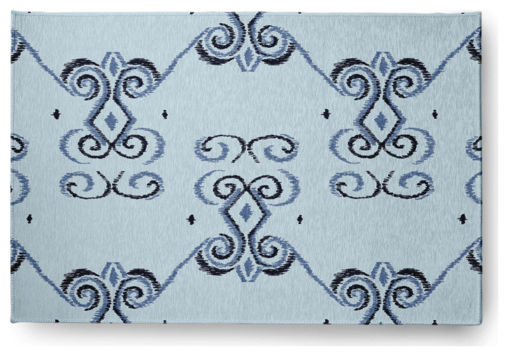 Diamonds & Curls Soft Chenille Area Rug, Blue, 2'x3'