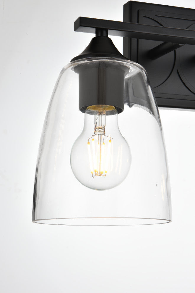2 Light Black And Clear Bath Sconce